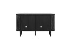 JVNOXK Credenza per sala da pranzo in stile rustico da 60 pollici con ante in vetro e ripiani regolabili, mobile buffet in legno per cucina, colore nero