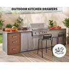 Tiroirs de cuisine extérieure, triple tiroir encastré en acier inoxydable 17 L x 20 H x 20 P avec poignée, tiroirs pour îlot de cuisine de barbecue