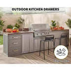 Tiroirs de cuisine extérieure, triple tiroir encastré en acier inoxydable 17 L x 20 H x 20 P avec poignée, tiroirs pour îlot de cuisine de barbecue