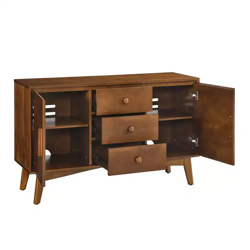 Madia Credenza Mid-Century 47.3, Mobile Contenitore con 2 Ante e 3 Cassetti per Ingresso, Soggiorno, Sala da Pranzo, Cucina