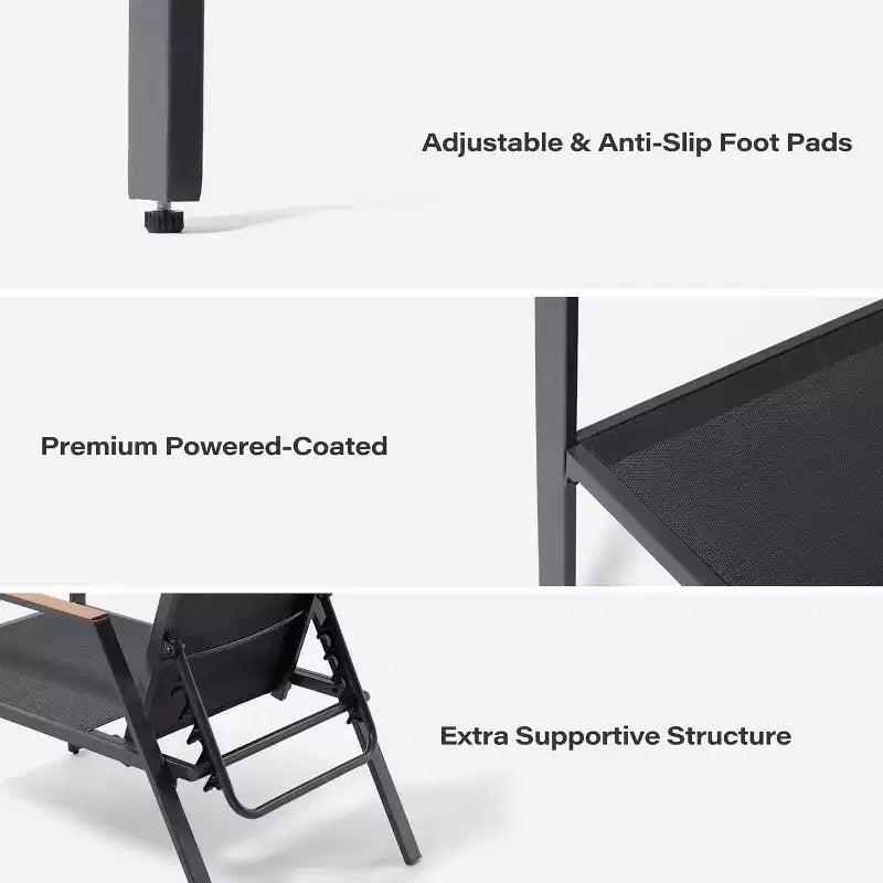 LAUSAINT HOME Set da 5 Pezzi da Esterno per Patio con Sedie Reclinabili Regolabili per Tutte le Stagioni