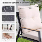LAUSAINT HOME Set da 5 Pezzi da Esterno per Patio con Sedie Reclinabili Regolabili per Tutte le Stagioni