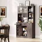 Mobile bar da caffè con raffinate ante scorrevoli in stile fienile, credenza buffet con portabottiglie, mobile contenitore per cucina, sala da pranzo