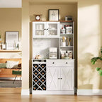 Mobile bar da caffè con raffinate ante scorrevoli in stile fienile, credenza buffet con portabottiglie, mobile contenitore per cucina, sala da pranzo