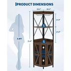 Meuble d'angle de bar avec lumières LED, meuble d'angle avec prise, espace de rangement et casier à vin amovible, meuble à café de style ferme pour salle à manger
