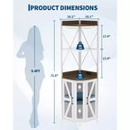 Meuble d'angle de bar avec lumières LED, meuble d'angle avec prise, espace de rangement et casier à vin amovible, meuble à café de style ferme pour salle à manger