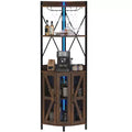 Meuble d'angle de bar avec lumières LED, meuble d'angle avec prise, espace de rangement et casier à vin amovible, meuble à café de style ferme pour salle à manger