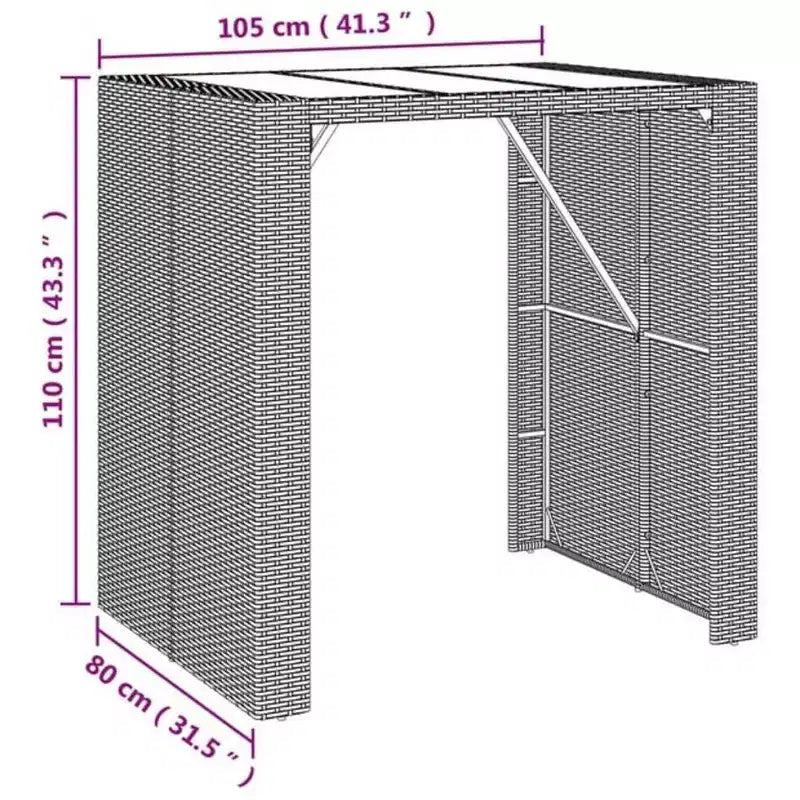 Set da bar da giardino in rattan vidaXL con cuscini