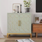 Modern Sideboard with Gold Hardware, Wooden Storage Cabinet with 2 Doors, Accent Buffet for Living Room, Dining Room, Kitchen