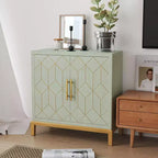 Buffet moderne avec quincaillerie dorée, Armoire de rangement en bois à 2 portes, Meuble d'appoint pour salon, salle à manger, cuisine