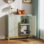 Buffet moderne avec quincaillerie dorée, Armoire de rangement en bois à 2 portes, Meuble d'appoint pour salon, salle à manger, cuisine