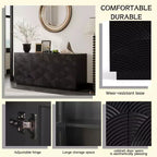 Credenza/Buffet Moderno di Metà Secolo con 60 Vani Contenitore, Ripiani Regolabili, Motivo Geometrico, Mobile TV per Soggiorno