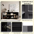 Credenza a buffet moderna di metà secolo da 60 pollici con contenitore, ripiani regolabili, motivo geometrico, console TV multimediale