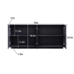 Credenza a buffet moderna di metà secolo da 60 pollici con contenitore, ripiani regolabili, motivo geometrico, console TV multimediale