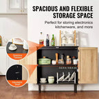 Meuble de rangement en rotin avec 2 portes magnétiques et étagères réglables Buffet Noir