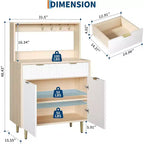 Meuble de Rangement Buffet avec Espace de Rangement, Petit Buffet Moderne avec Étagères Réglables et 2 Tiroirs, Table Console Buffet en Bois pour Salle à Manger