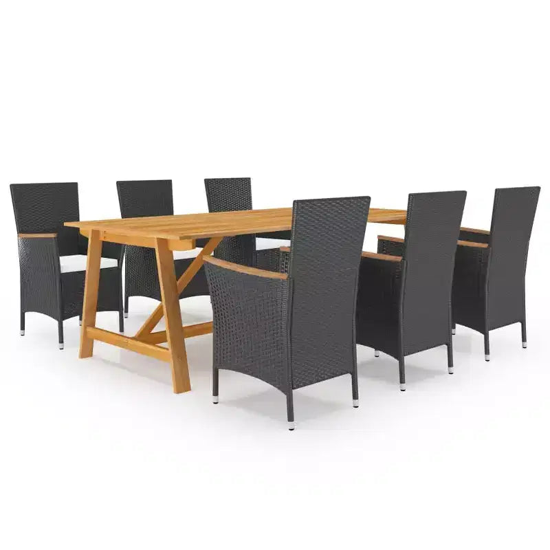 vidaXL Dining Set Solid Acacia Wood Large Ergonomic