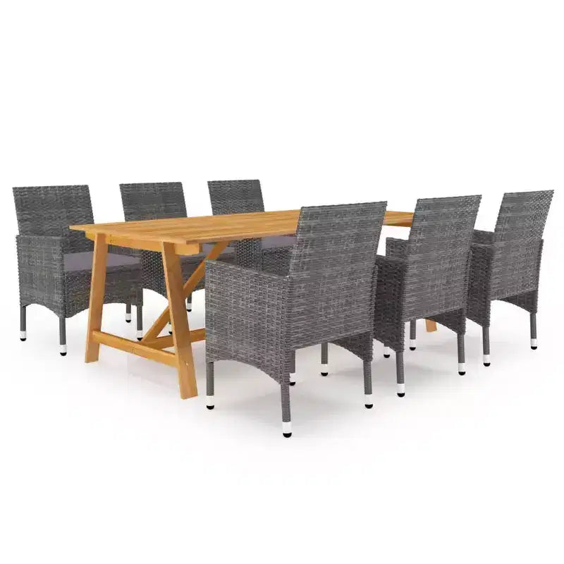 vidaXL Ensemble de salle à manger en bois d'acacia massif Grand ergonomique