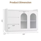 48 Moderno Mobile Bar da Caffè con Ante in Vetro, 3 Cassetti e Illuminazione - Credenza da Cucina per Sala da Pranzo e Soggiorno