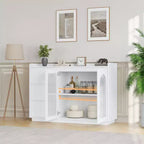 48 Moderno Mobile Bar da Caffè con Ante in Vetro, 3 Cassetti e Illuminazione - Credenza da Cucina per Sala da Pranzo e Soggiorno