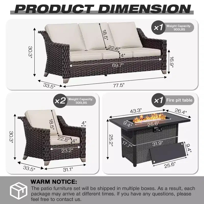 Set da Esterno UPTIOT con Tavolo Convertibile con Braciere e Sedute