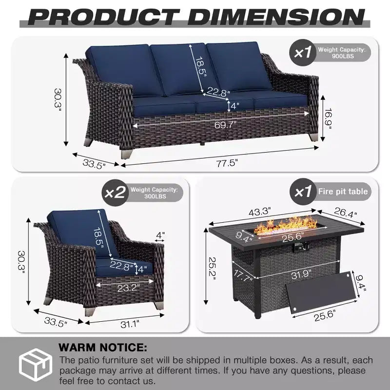 Set da Esterno UPTIOT con Tavolo Convertibile con Braciere e Sedute
