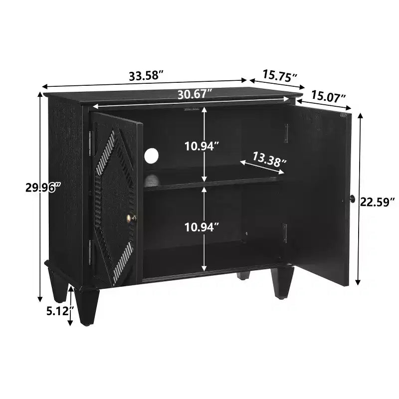 Mobile credenza geometrico 34, mobile buffet moderno a 2 ante con ripiano regolabile per ingresso, soggiorno - Panipeachy