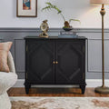 34 Geometric Accent Cabinet, Modern 2-Door Storage Buffet Cabinet with Adjustable Shelf for Entryway, Living Room - Panipeachy