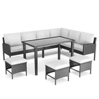 CLIHOME Set da esterno 7 pezzi Set da conversazione per patio Arredamento da patio per piccoli spazi