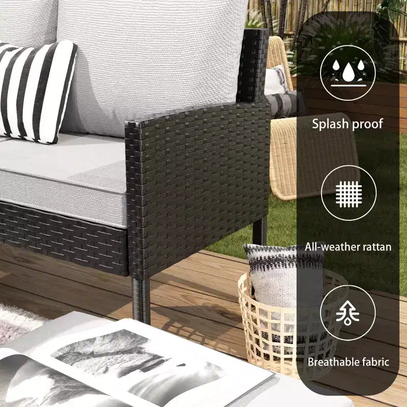 CLIHOME Set da esterno 7 pezzi Set da conversazione per patio Arredamento da patio per piccoli spazi