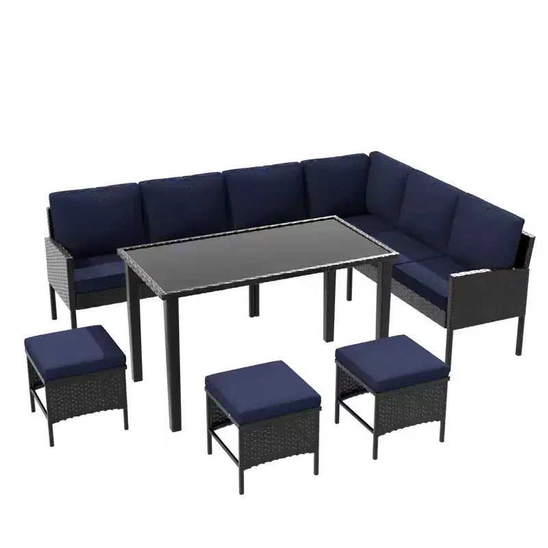 CLIHOME Set da esterno 7 pezzi Set da conversazione per patio Arredamento da patio per piccoli spazi
