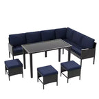 CLIHOME Set da esterno 7 pezzi Set da conversazione per patio Arredamento da patio per piccoli spazi