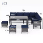 CLIHOME Set da esterno 7 pezzi Set da conversazione per patio Arredamento da patio per piccoli spazi