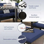 CLIHOME Set da esterno 7 pezzi Set da conversazione per patio Arredamento da patio per piccoli spazi
