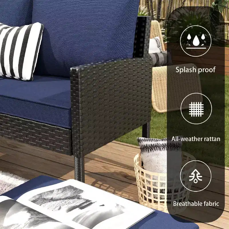 CLIHOME Set da esterno 7 pezzi Set da conversazione per patio Arredamento da patio per piccoli spazi