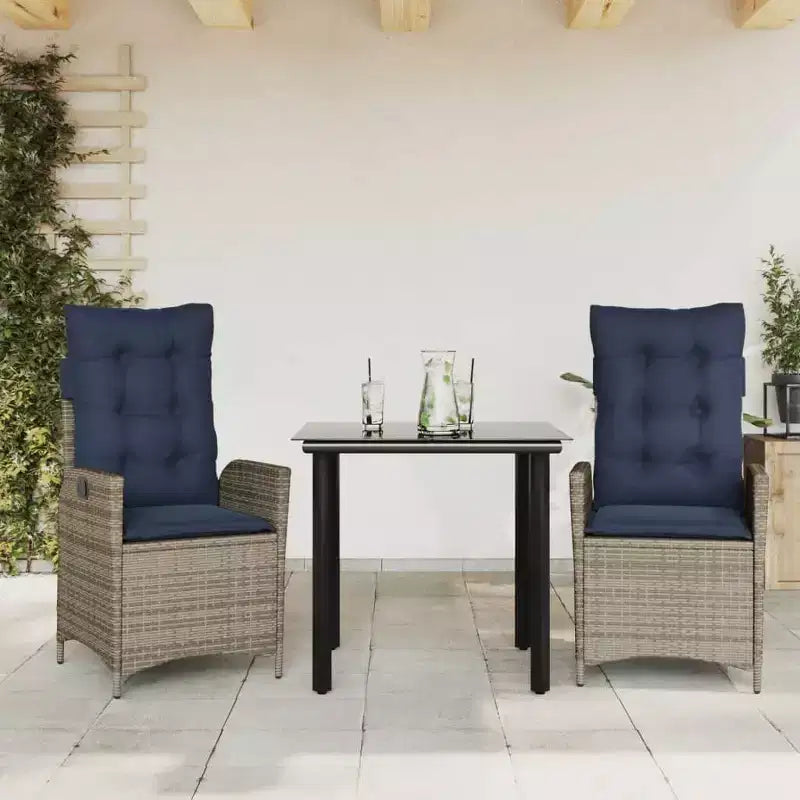 vidaXL Set da pranzo da giardino con cuscini in polyrattan
