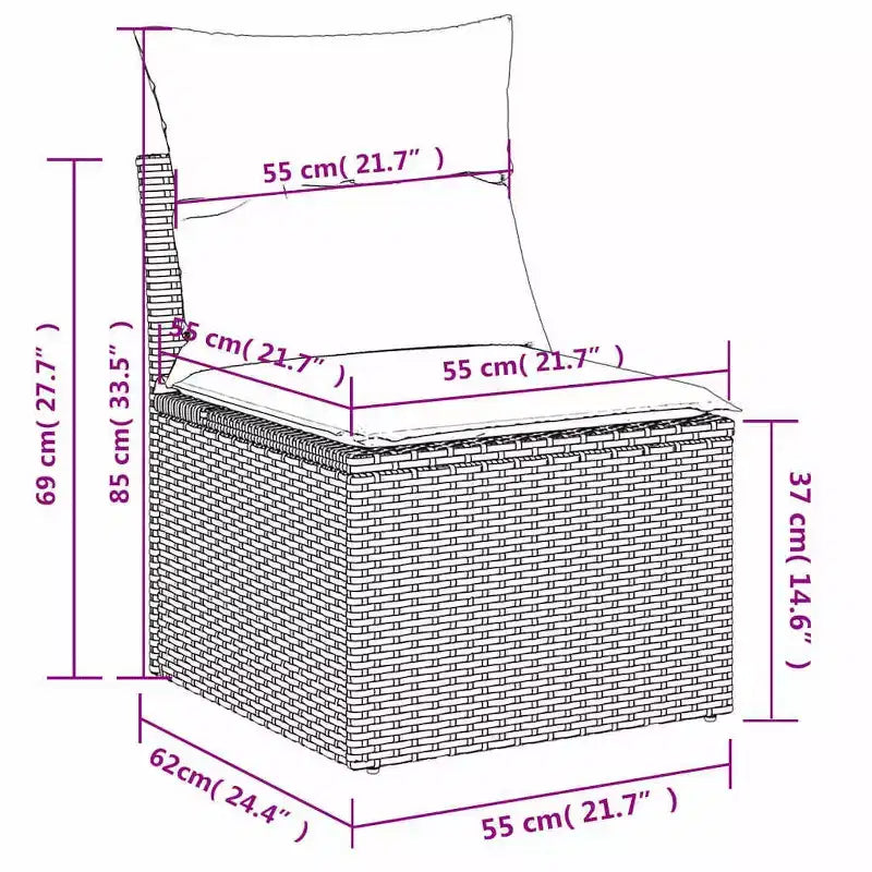 vidaXL Salotto da Giardino con Cuscini e Tavolino, Polyrattan