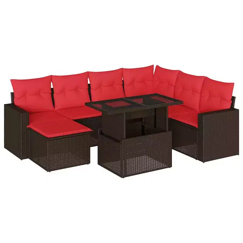 vidaXL Salotto da Giardino con Cuscini e Tavolino, Polyrattan