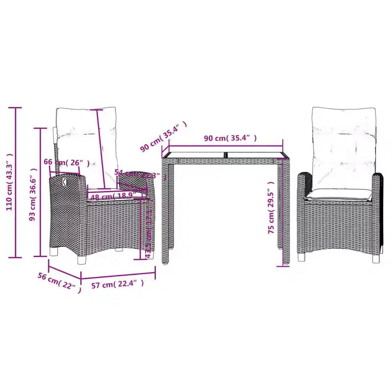 vidaXL Set da pranzo da esterni con cuscini in polyrattan