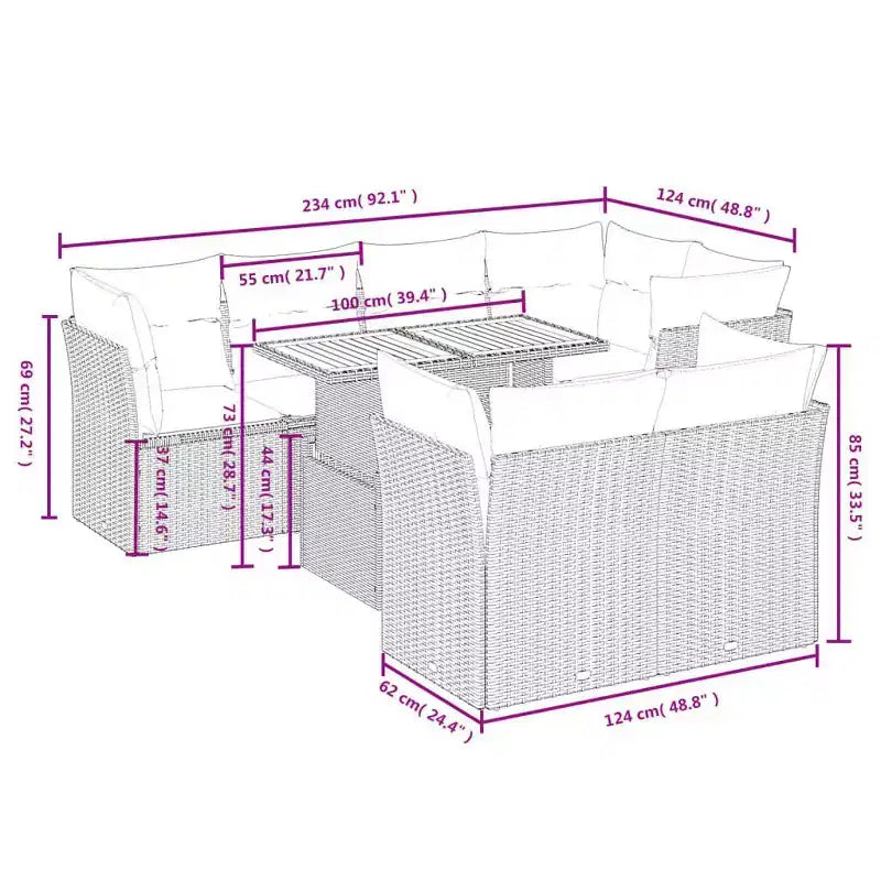 vidaXL Set Divani da Esterno con Cuscini - Design Moderno in Polyrattan