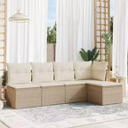 vidaXL Set Divano Modulare da Esterno a 5 Posti con Cuscini - Polyrattan, Vari Colori
