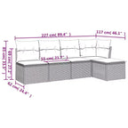 vidaXL Set Divano Modulare da Esterno a 5 Posti con Cuscini - Polyrattan, Vari Colori