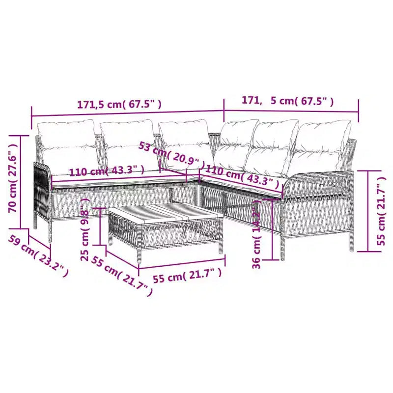 vidaXL Set Divani da Giardino con Cuscini Arredo Esterno 2 Pezzi in Polirattan