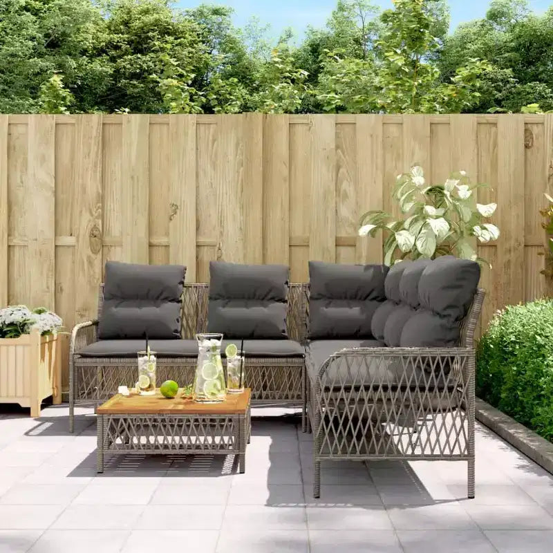 vidaXL Set Divani da Giardino con Cuscini Arredo Esterno 2 Pezzi in Polirattan