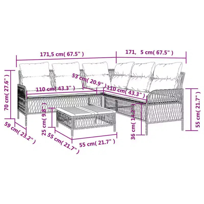 vidaXL Set Divani da Giardino con Cuscini Arredo Esterno 2 Pezzi in Polirattan