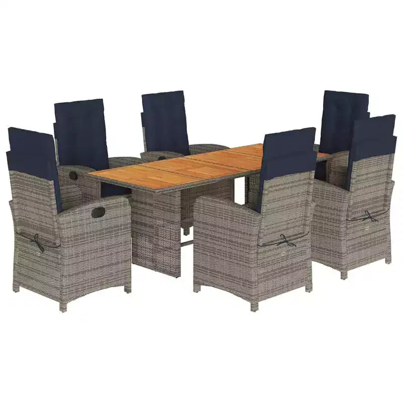 vidaXL Poly Rattan Outdoor Dining Set with Cushions