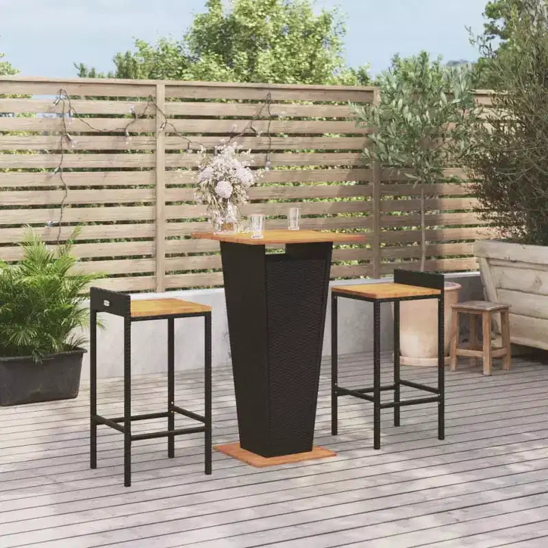 vidaXL Ensemble de bar de jardin en résine tressée et bois d'acacia massif