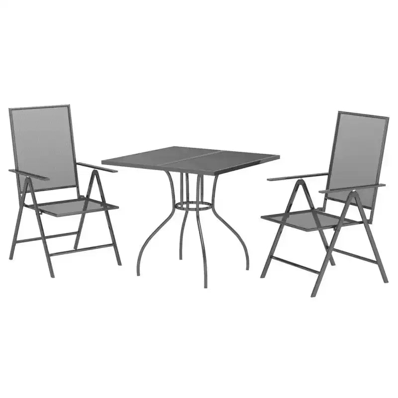 vidaXL Set da pranzo moderno da patio in acciaio color antracite