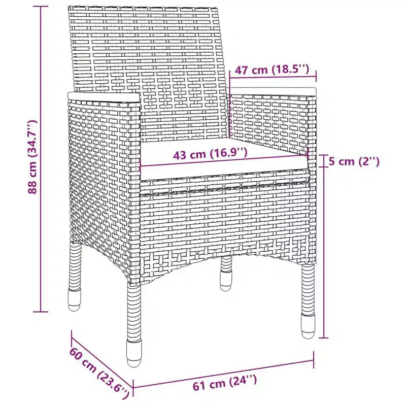 vidaXL Set da pranzo da giardino Tavolo in PE rattan Media Resistente