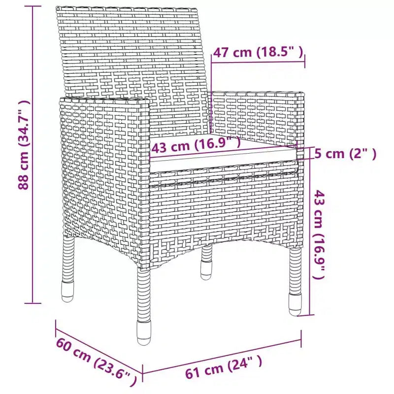 vidaXL Set da pranzo da giardino Tavolo in PE rattan Media Resistente